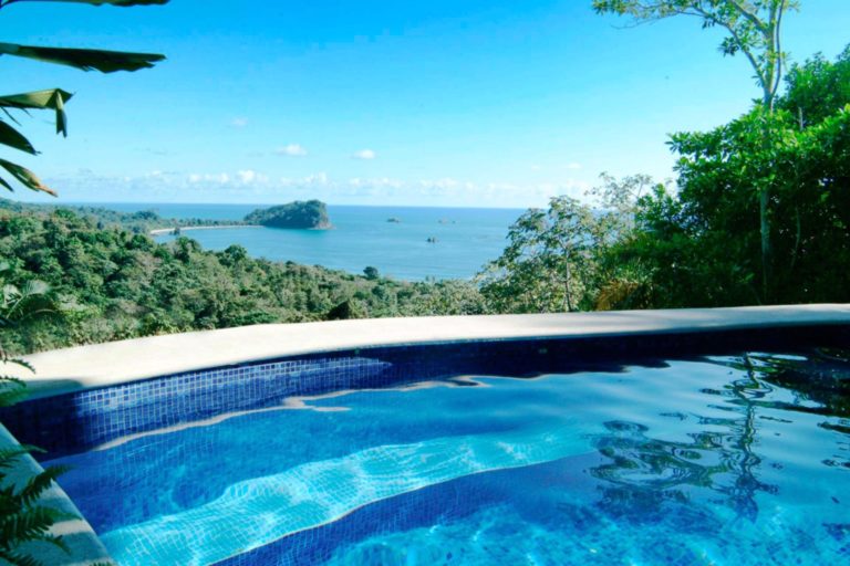 Infinity pool with ocean and jungle view in Manuel Antonio Costa Rica