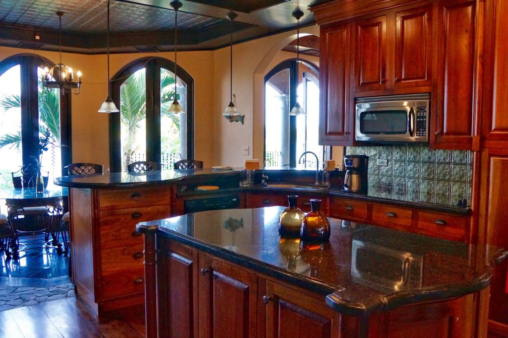 Granite counter tops and beautiful wooden cabinets are features of the modern kitchen. Extra dining areas give ample room for large groups to enjoy gourmet meals prepared by your private chef. 