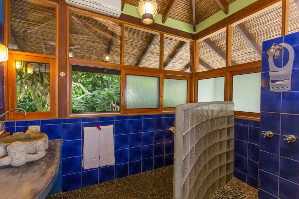 The bathrooms in the villa make good use of the space and the views.