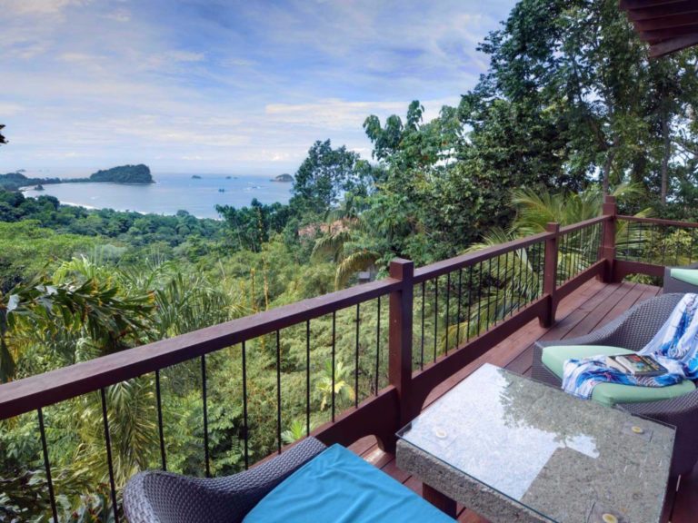 Terrace with seating overlooking ocean and jungle in Manuel Antonio Costa Rica