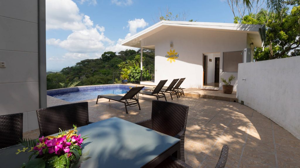 The villa has the perfect spot to enjoy an outdoor BBQ with friends by the pool.