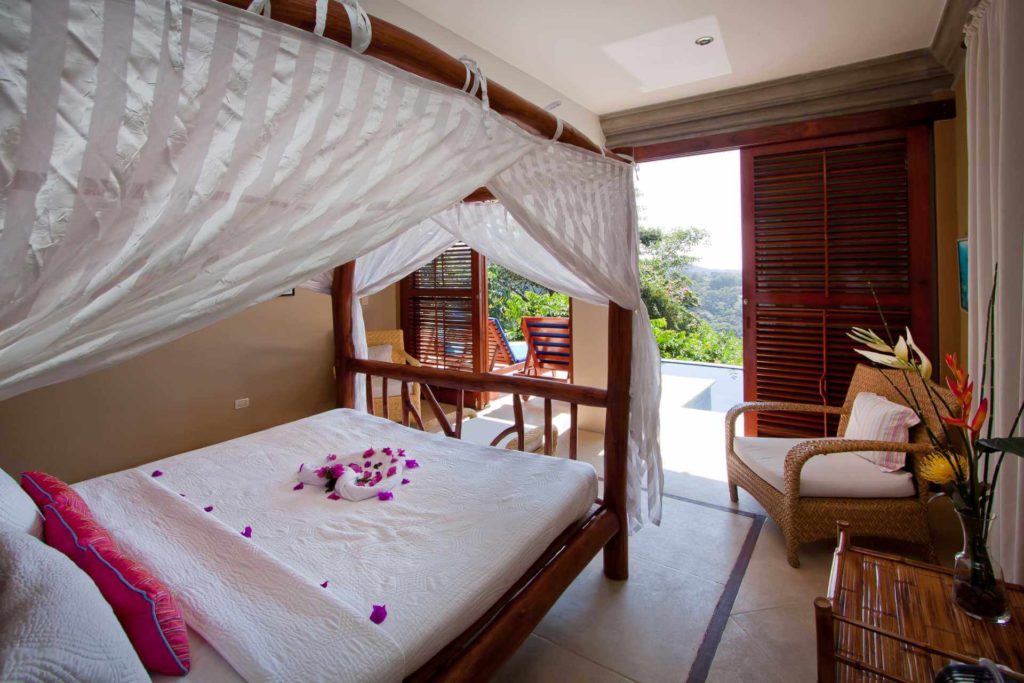 This bedroom has the pool right outside, you will always be the first to enjoy an invigorating morning dip.