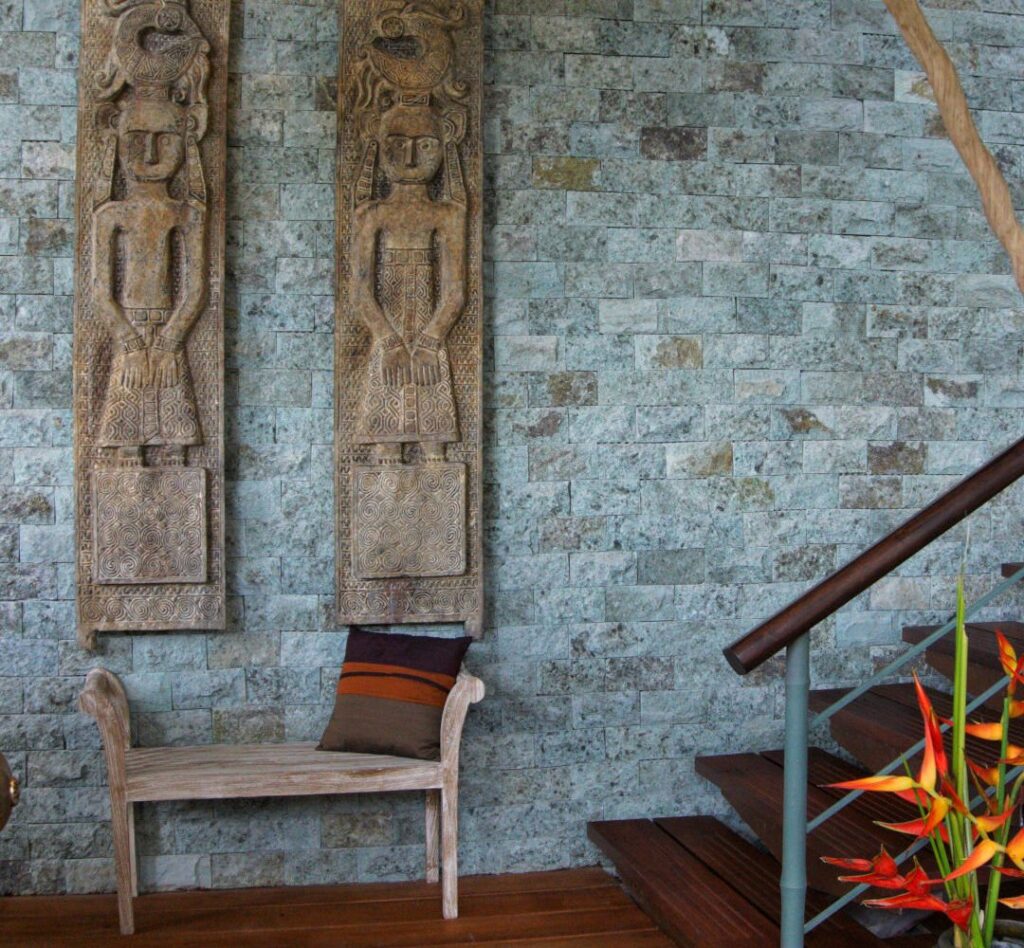 Intricate carved details and natural materials come together to create a warm, welcoming moment that reflects the villa’s artisanal character.