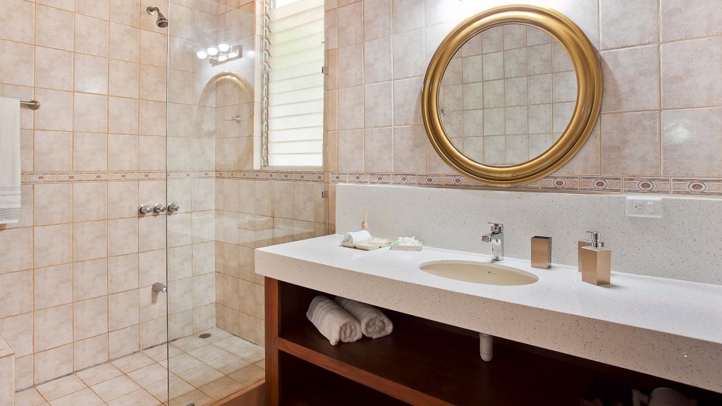 There are six full bathrooms in this luxury villa, all uniquely decorated with beautiful designs.