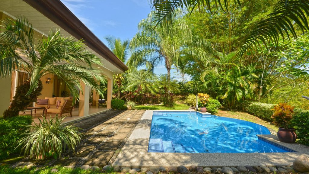 The luxurious pool is a tropical oasis ready for you to take a refreshing dip after a day of adventure or beach fun.