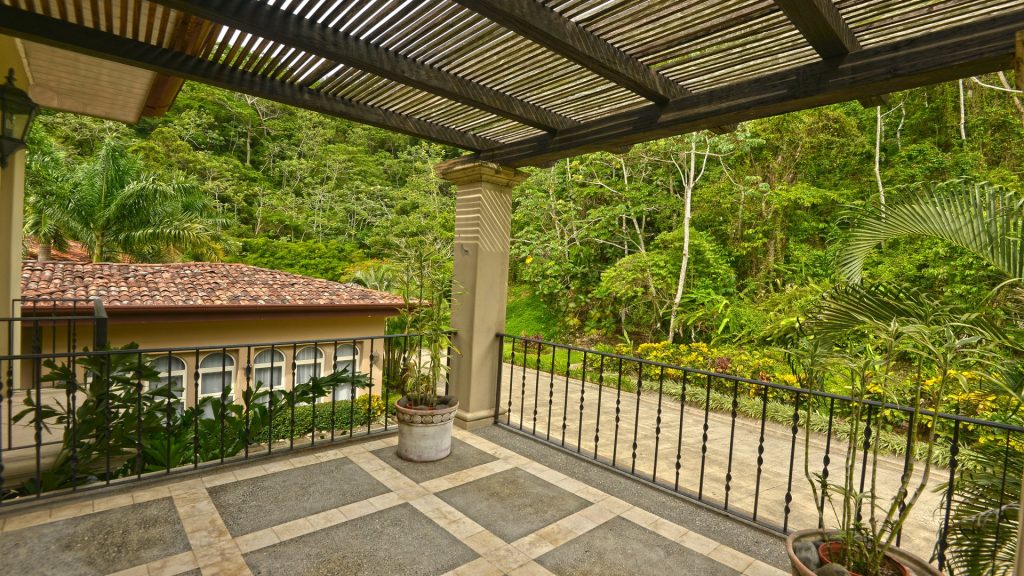 The villa has many spacious verandas, perfect for large gatherings.