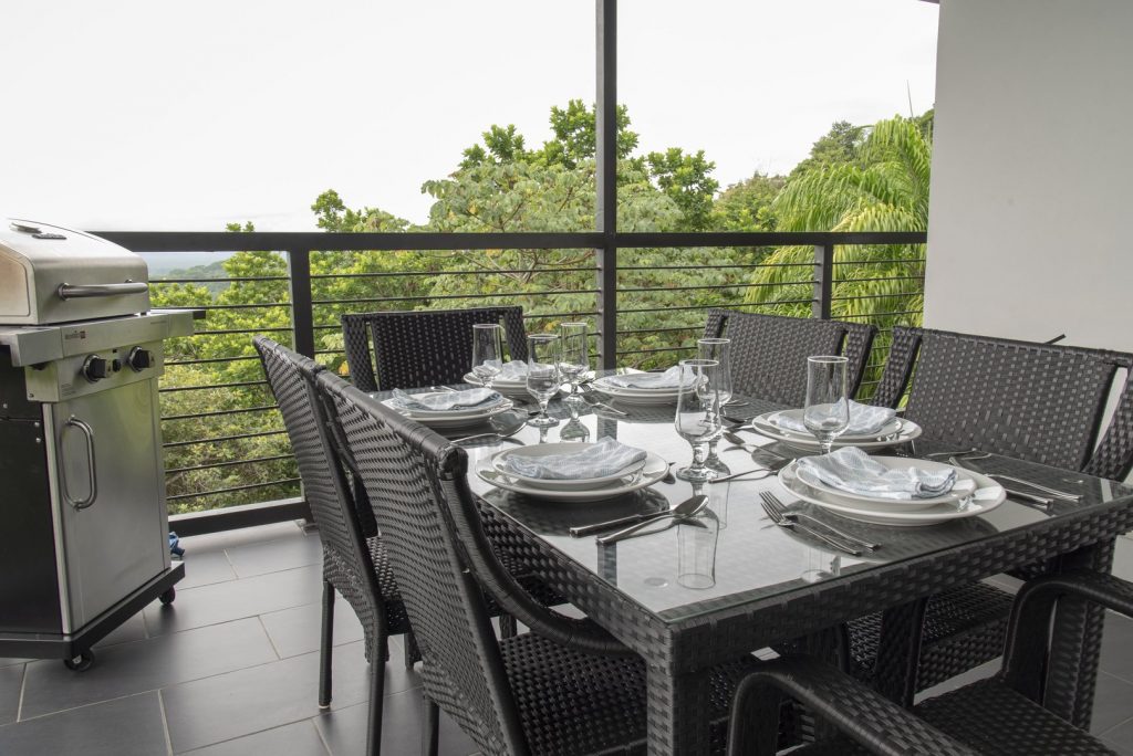 A wonderful place to eat is the balcony outside the kitchen with a grill and gorgeous views. 