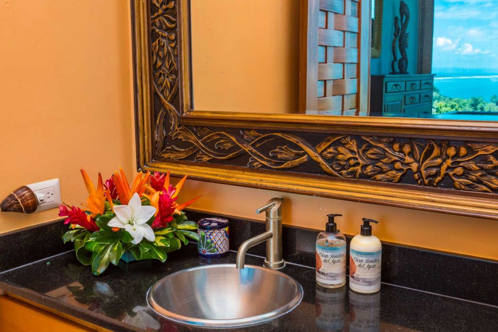 The beautifully-decorated bathrooms have granite counter tops and the villa provides all-natural products for your use. 