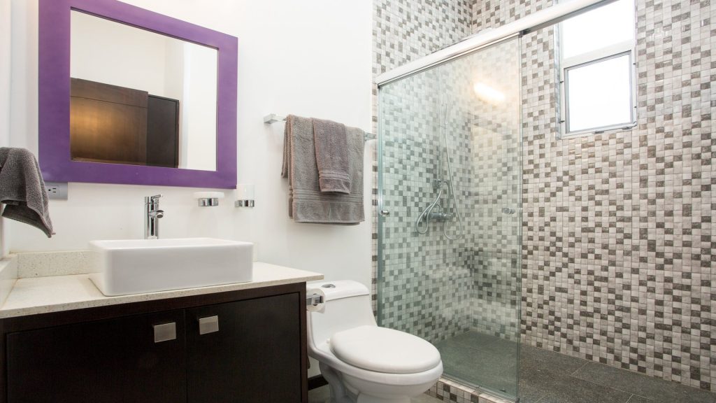 The luxury accommodations include the modern bathrooms with unique fixtures and large showers. 