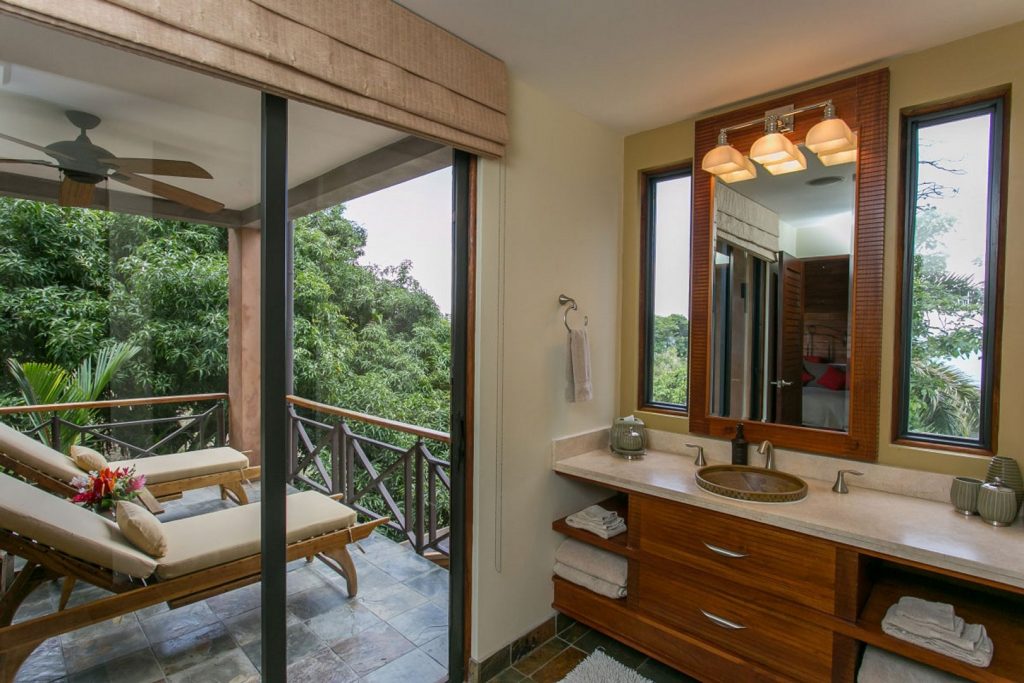 This gorgeous ensuite bathroom opens directly to your private balcony.