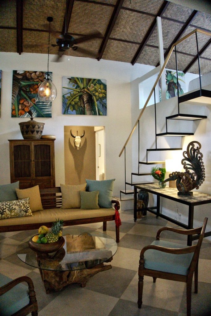 A blend of furnishings and decor from all over the world creates a unique vibe in the villa.