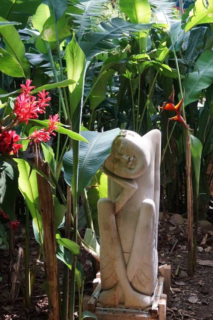 This whimsical garden statue was imported just to add a unique look to the garden.