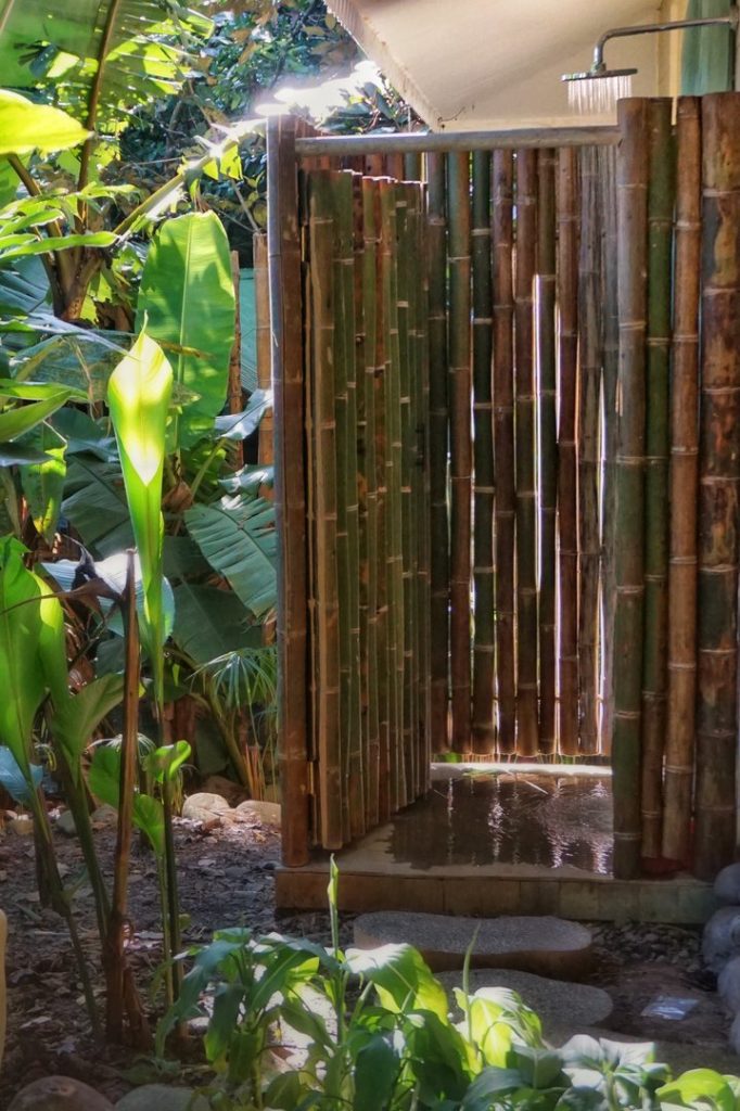 The outdoor tropical rain shower is a great way to rinse off after a beach day.