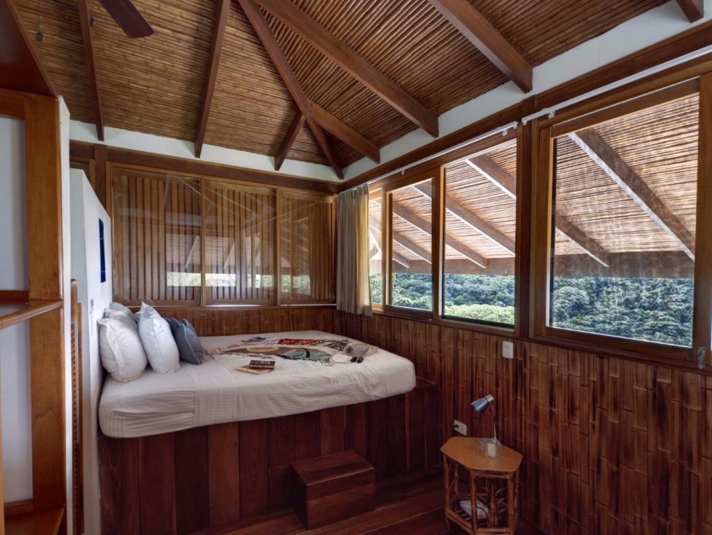 The bedrooms have great ocean and jungle views and visits by monkeys are common. 