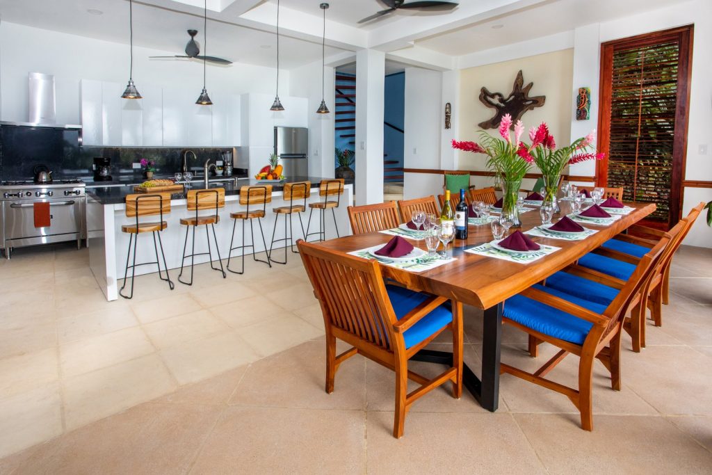 Your whole group can enjoy a feast together in this luxury villa that has all the amenities. 