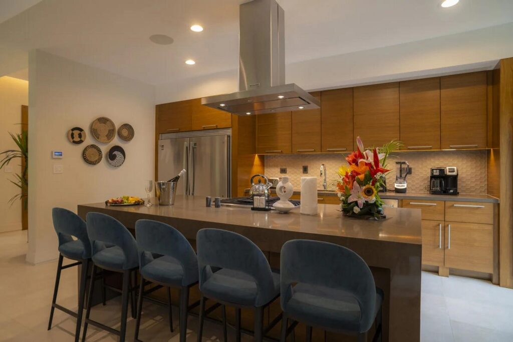 An extended dining setup—everyone shares meals together.