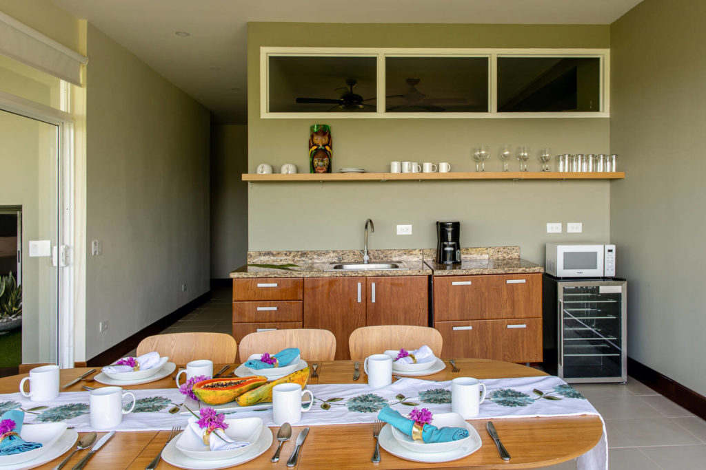 One of the private kitchen and dining spaces adjoined to one of the suites.