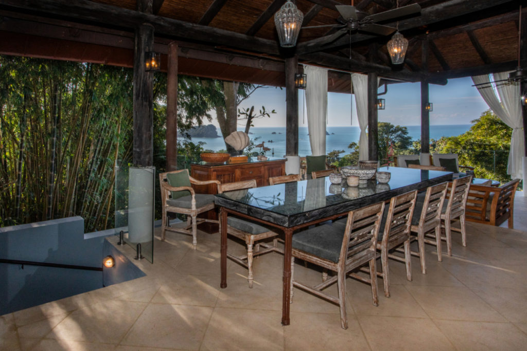 The sophisticated dining room boasts one of the most stunning ocean vistas in all of Manuel Antonio.