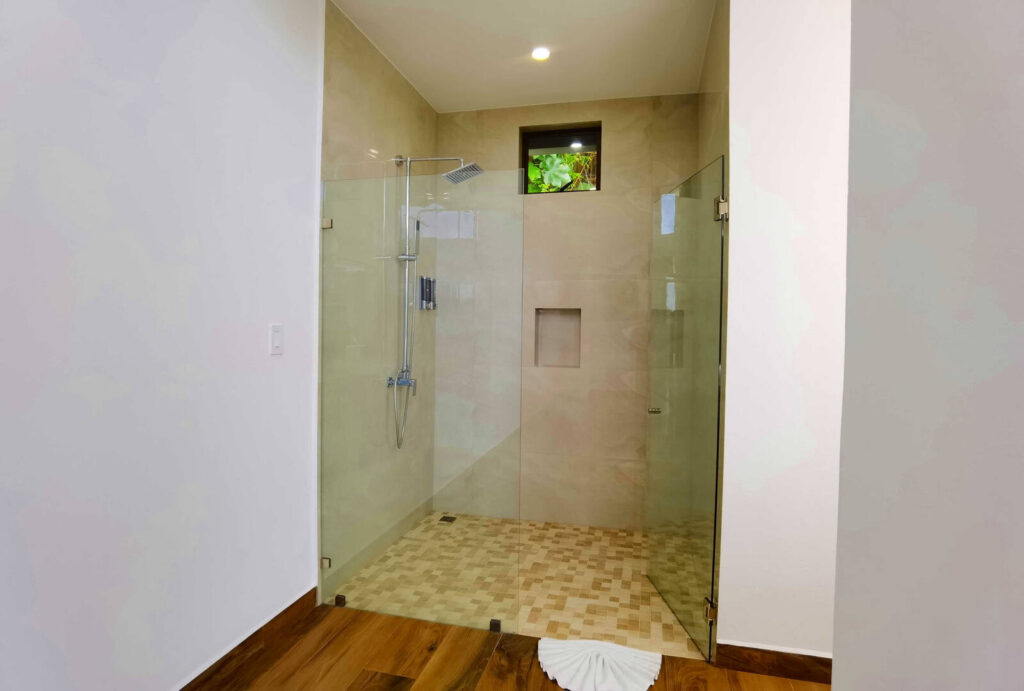 Step from the natural wood floor into your naturally-colored tiled shower and refresh yourself after a day of adventure.