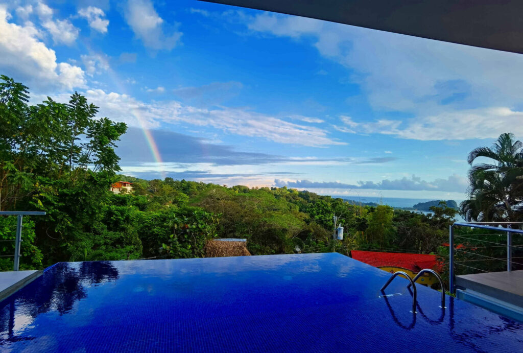Incredible rainforest and ocean views can be enjoyed while taking a refreshing dip in your private infinity pool.