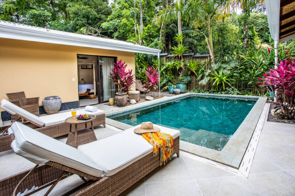 Lounge by the pool surrounded by lush jungle or take a refreshing dip on a hot day.