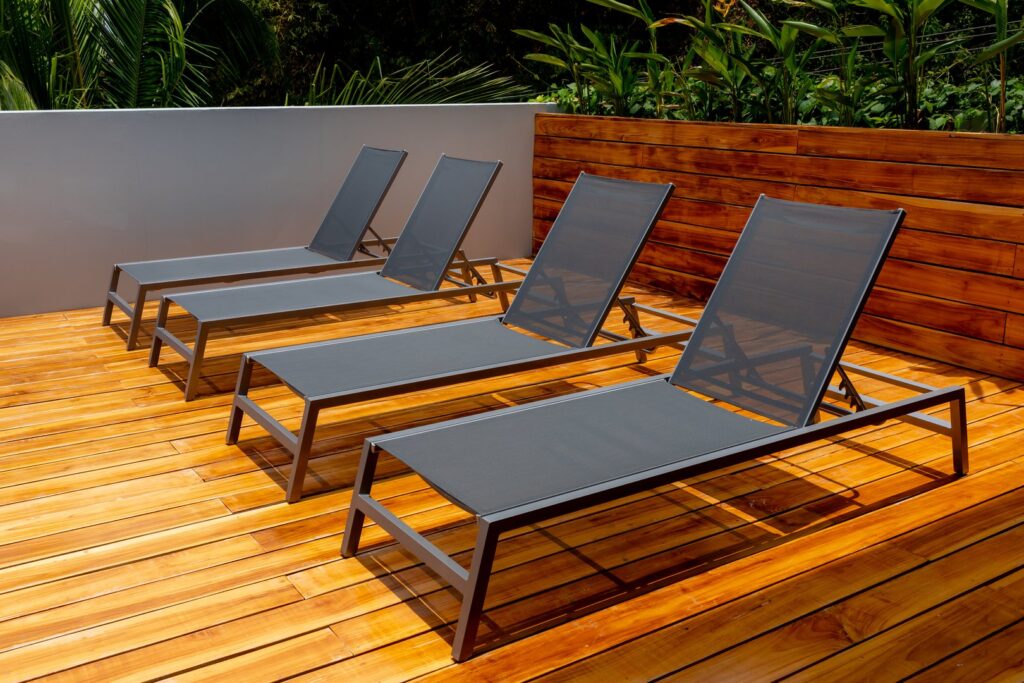 Stunning native wood deck with luxury loungers to catch some Manuel Antonio rays.