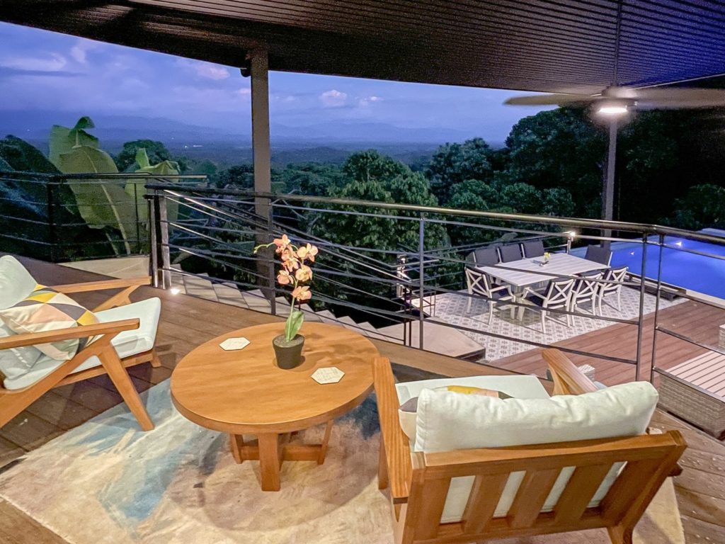 The upstairs deck with stunning views.