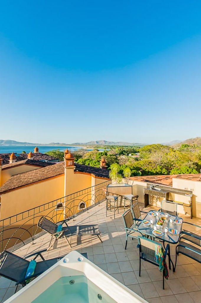 The views of the ocean and distant mountains from the terrace are truly astounding.