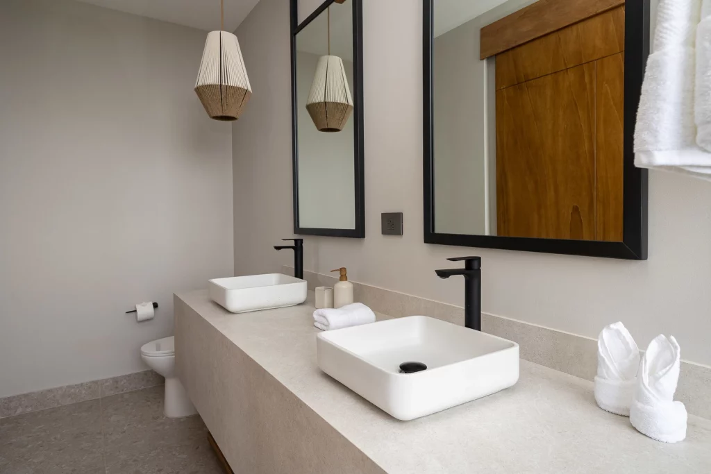 Even in the bathrooms, the style is simple and clean yet so meticulously designed and thought out.