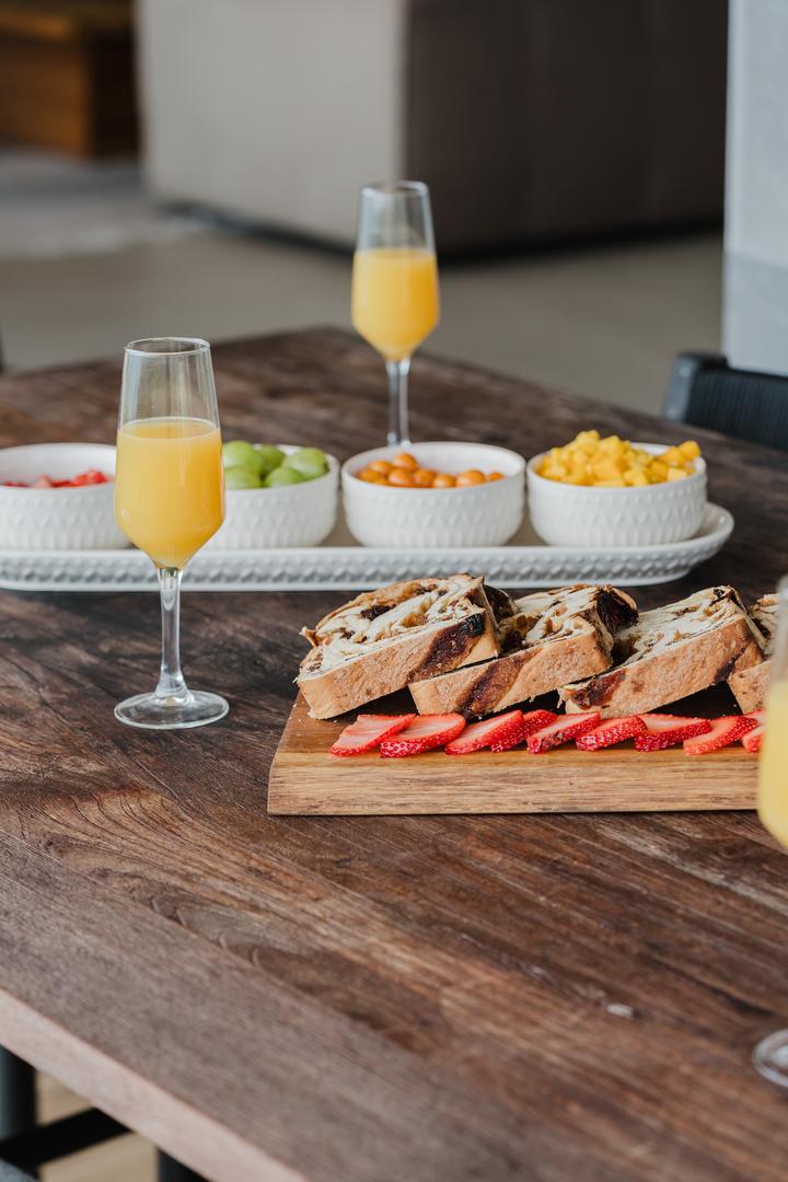 Breakfast table with tropical fruit and drinks in Manuel Antonio Costa Rica