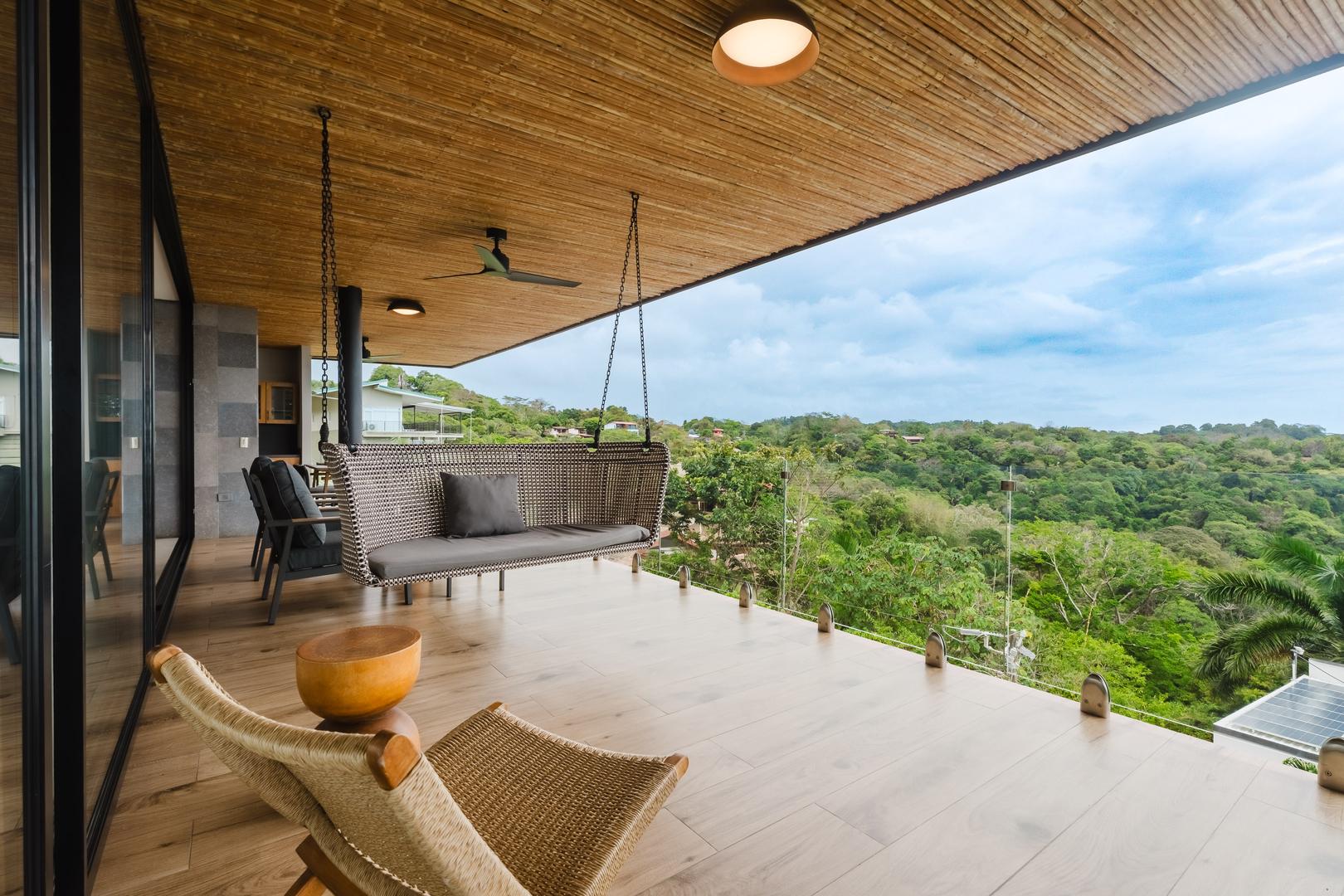 Covered terrace with seating and jungle view in Manuel Antonio Costa Rica
