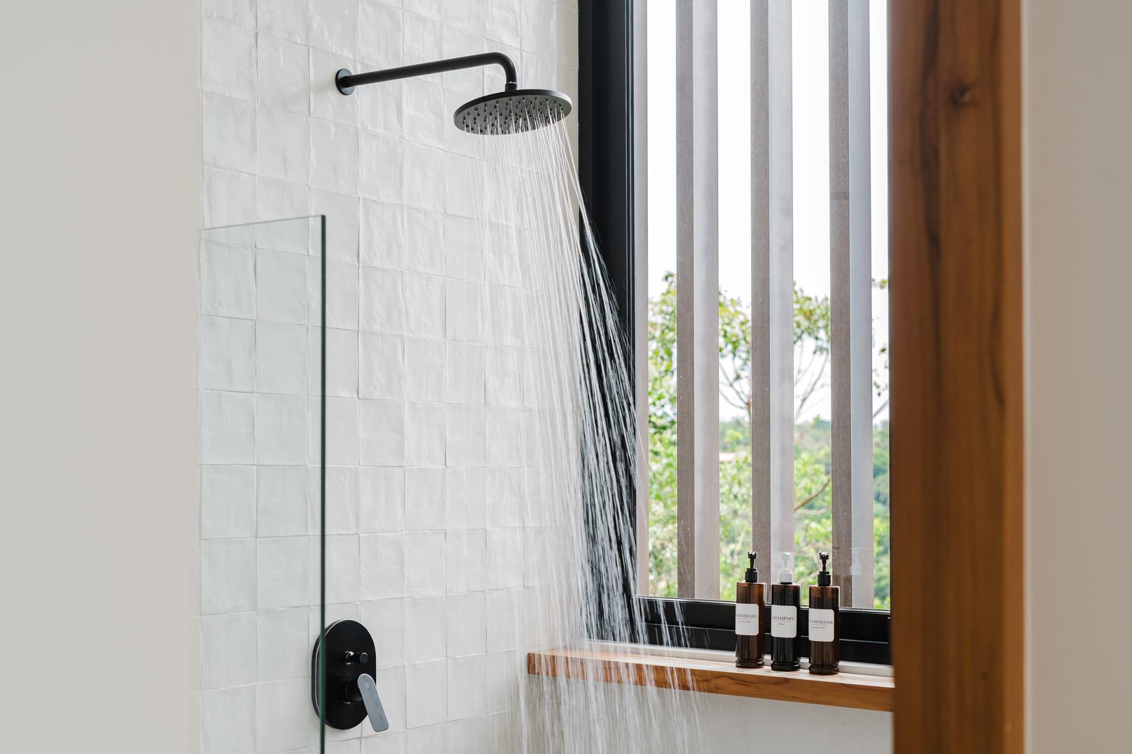 Modern rainfall shower with natural light in Manuel Antonio Costa Rica