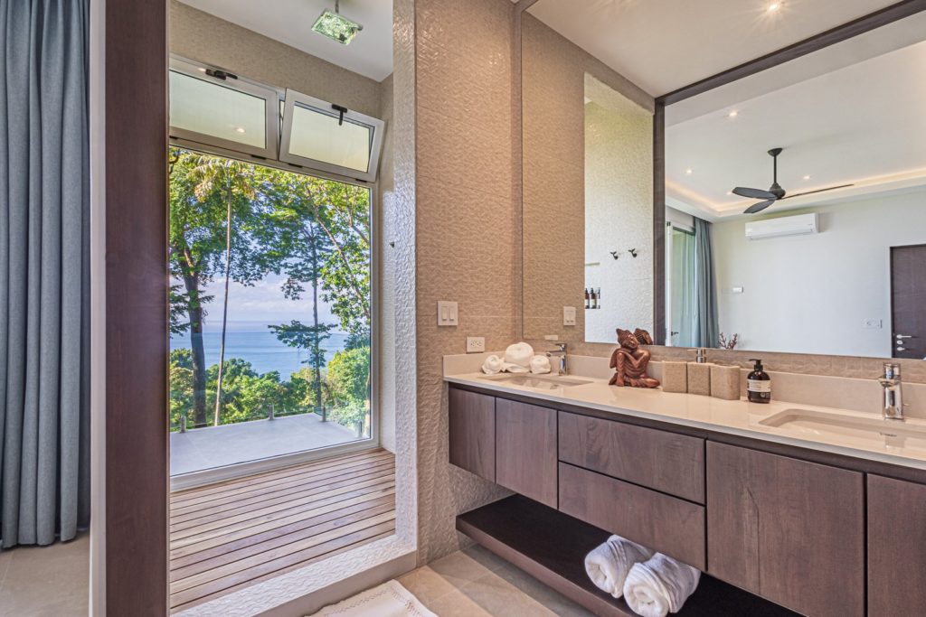 Enjoy a gorgeous ocean view as you refresh in the shower after an adventurous day in Manuel Antonio National Park.