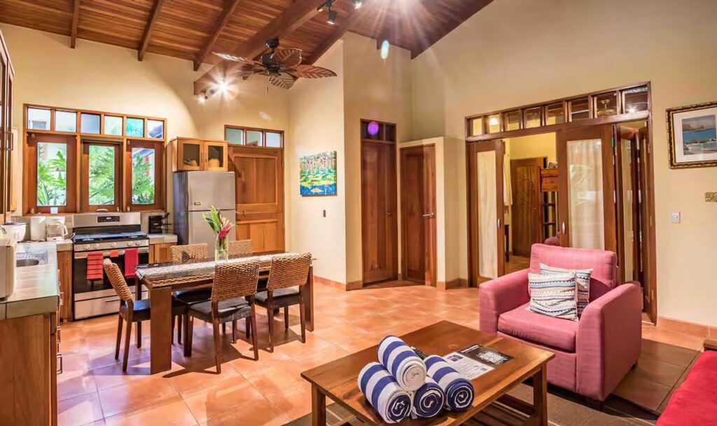 Wooden doors and window frames give the home a natural warmth that is inviting and calming.