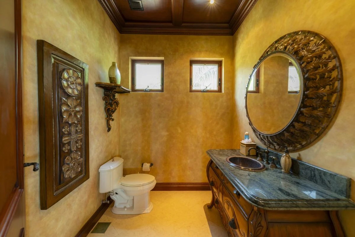 luxury villa guest bathroom custom vanity los suenos costa rica