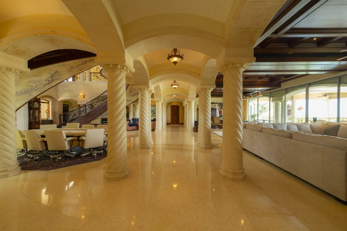 luxury villa open concept interior los suenos columns living dining space costa rica