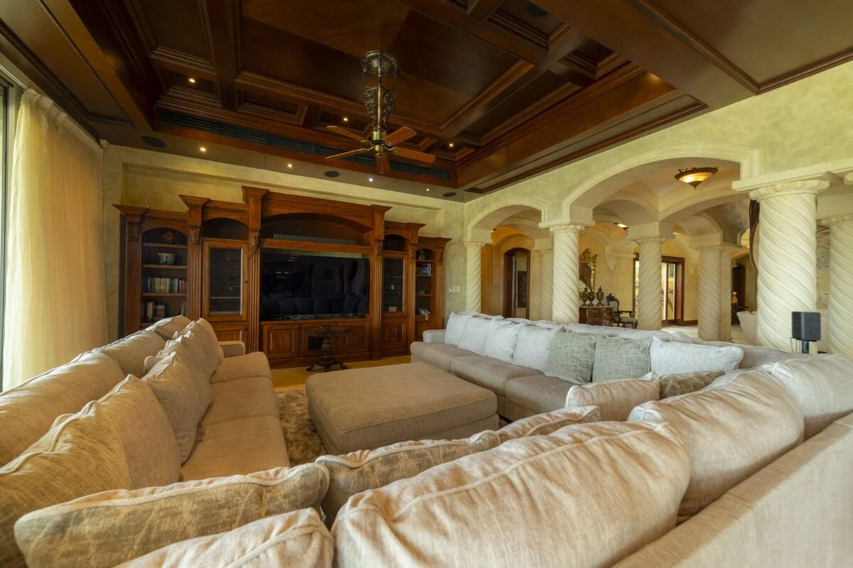 luxury villa living room los suenos large sofa media lounge interior costa rica