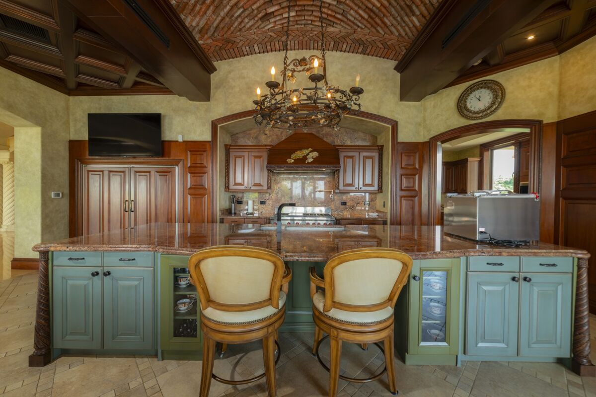 luxury villa kitchen island bar seating los suenos costa rica
