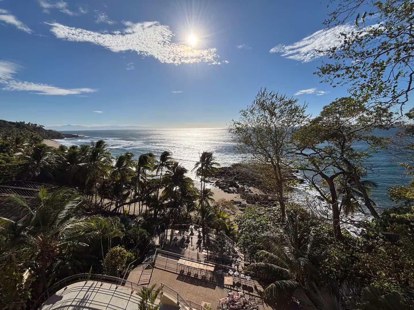 Panoramic Pacific Ocean and tropical coastline views from a luxury beachfront villa in Costa Rica