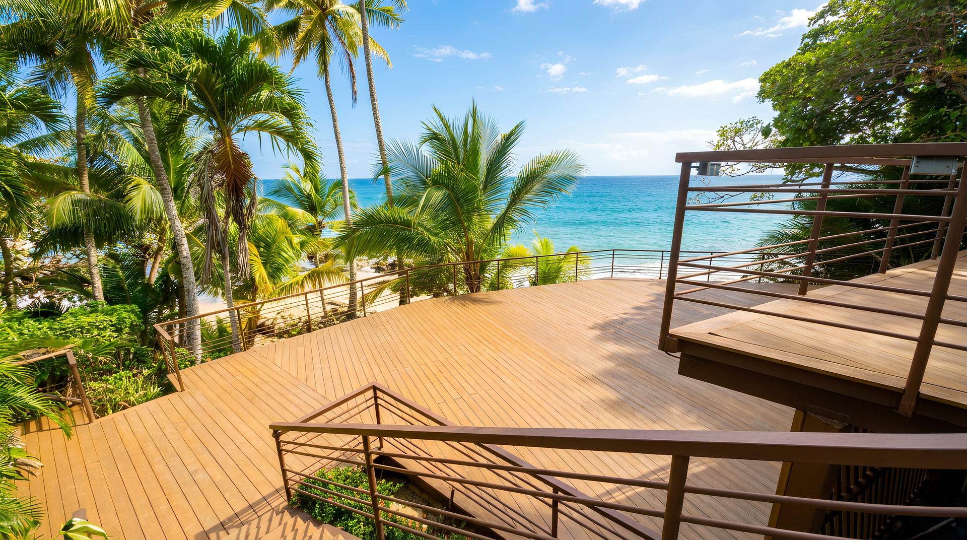 Large oceanfront entertainment deck overlooking the Pacific Ocean in Costa Rica