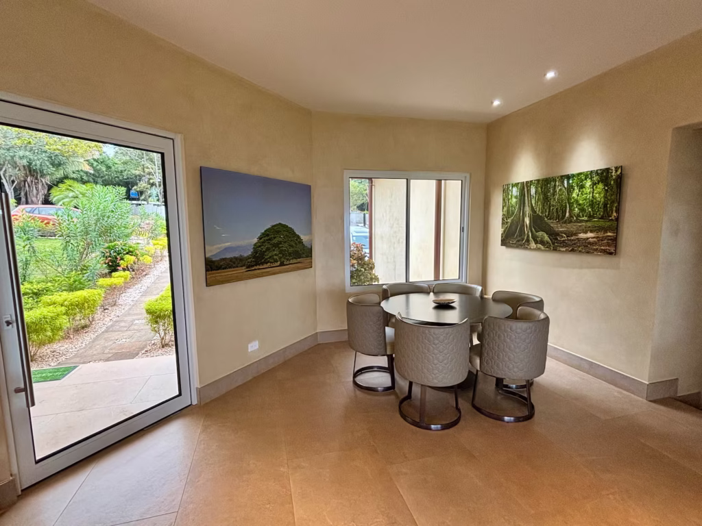 A cozy dining nook provides the perfect spot for breakfast, board games, or planning the day's adventures with family and friends.